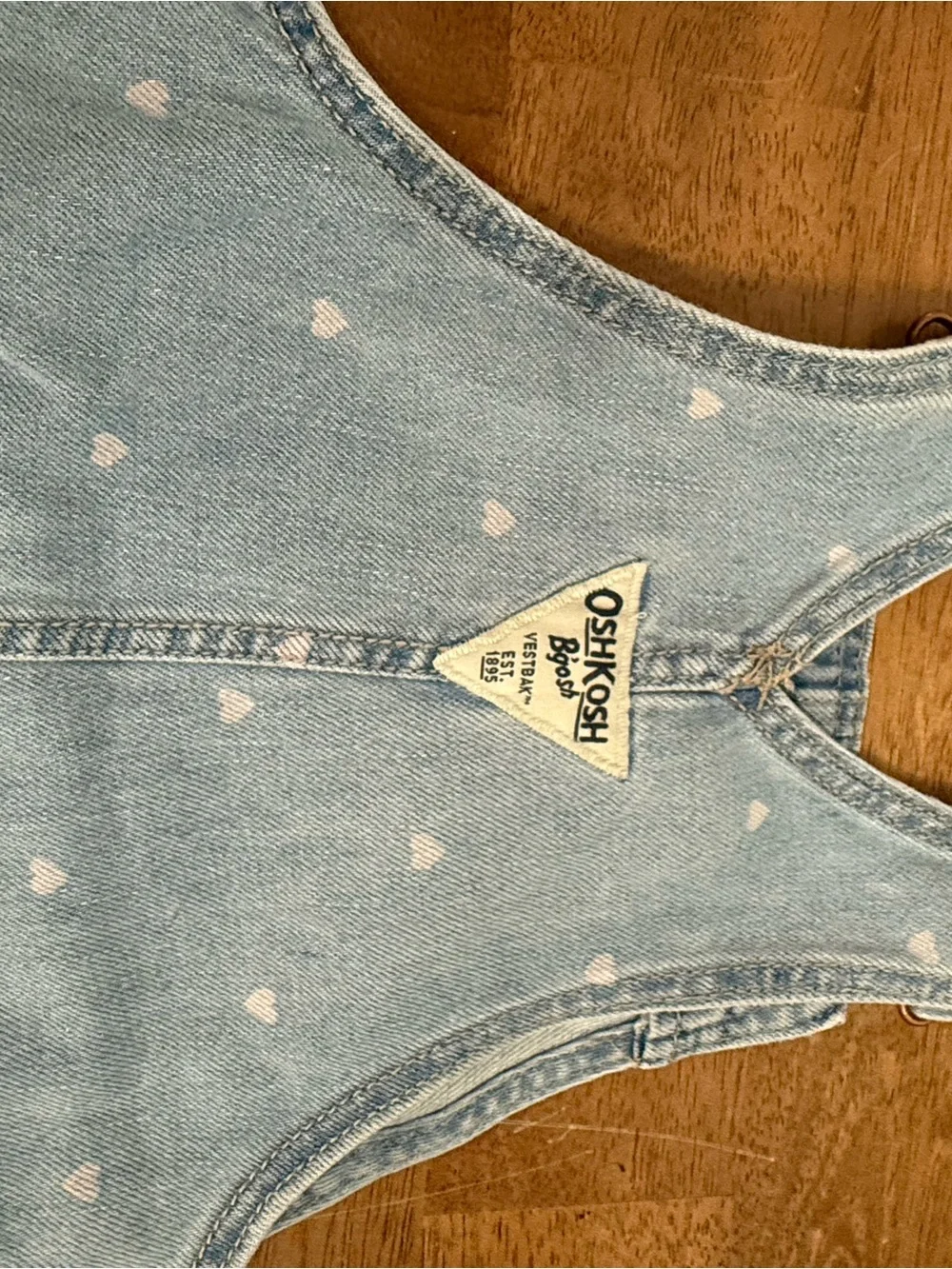 OshKosh B'gosh Light Blue Denim Heart Pocket Overalls VINTAGE 18M